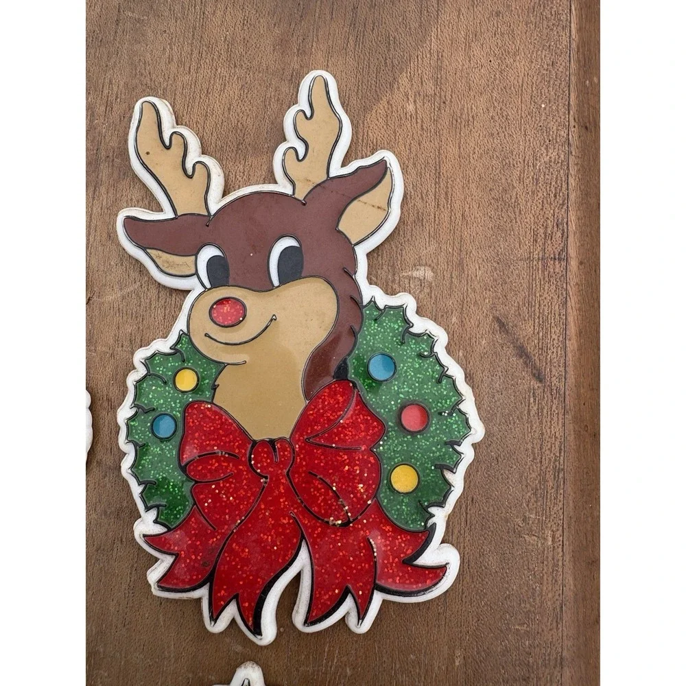 Lot of 4 Vintage Christmas Holiday Refrigerator Magnets Santa Angel Tree Rudolph